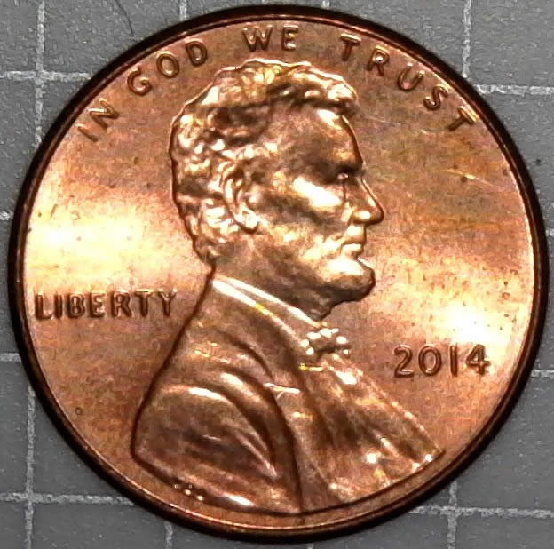 2014-P-Lincoln-Shield-Cent-Struck-Through-Rim-Burr-On-Reverse